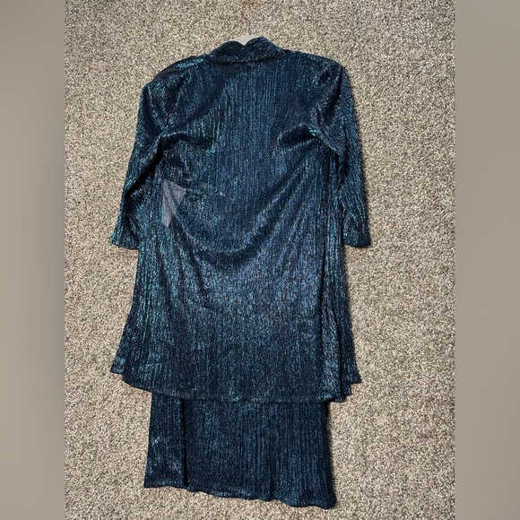 NWT R&M Richards Sleeveless Cascade Front Metallic Knit Dress & Jacket Size 10P - Picture 5 of 7